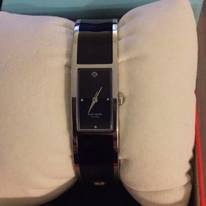 Kate spade bangle watch silver and black enamel